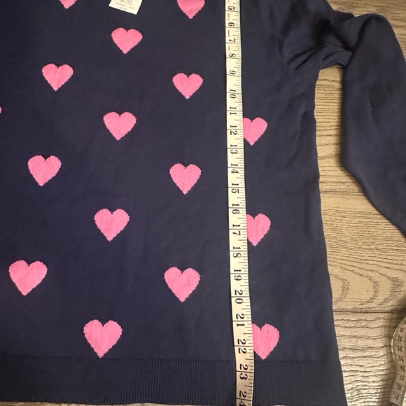 J. Crew Navy Blue Sweater with Pink Heart Accents New-Cute! - Picture 9 of 14